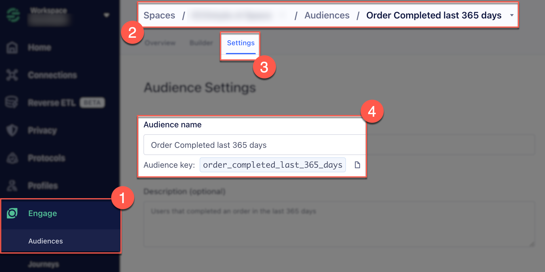 Copy the audience key of your newly created audience